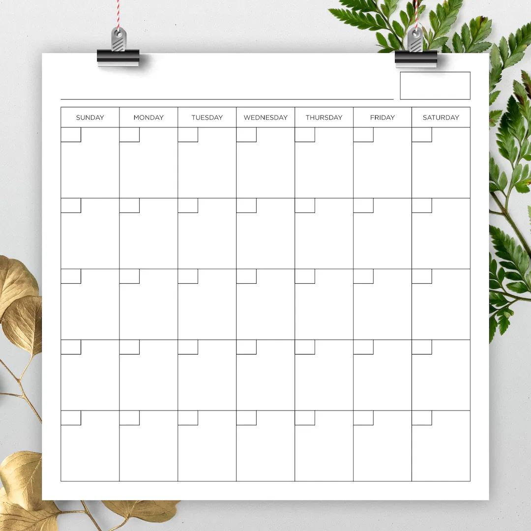 12x12 Inch Square Blank Calendar 12 X 12 Printable Calendar Calendar Template Reusable Calendar Perpetual Calendar Calendar PDF Etsy