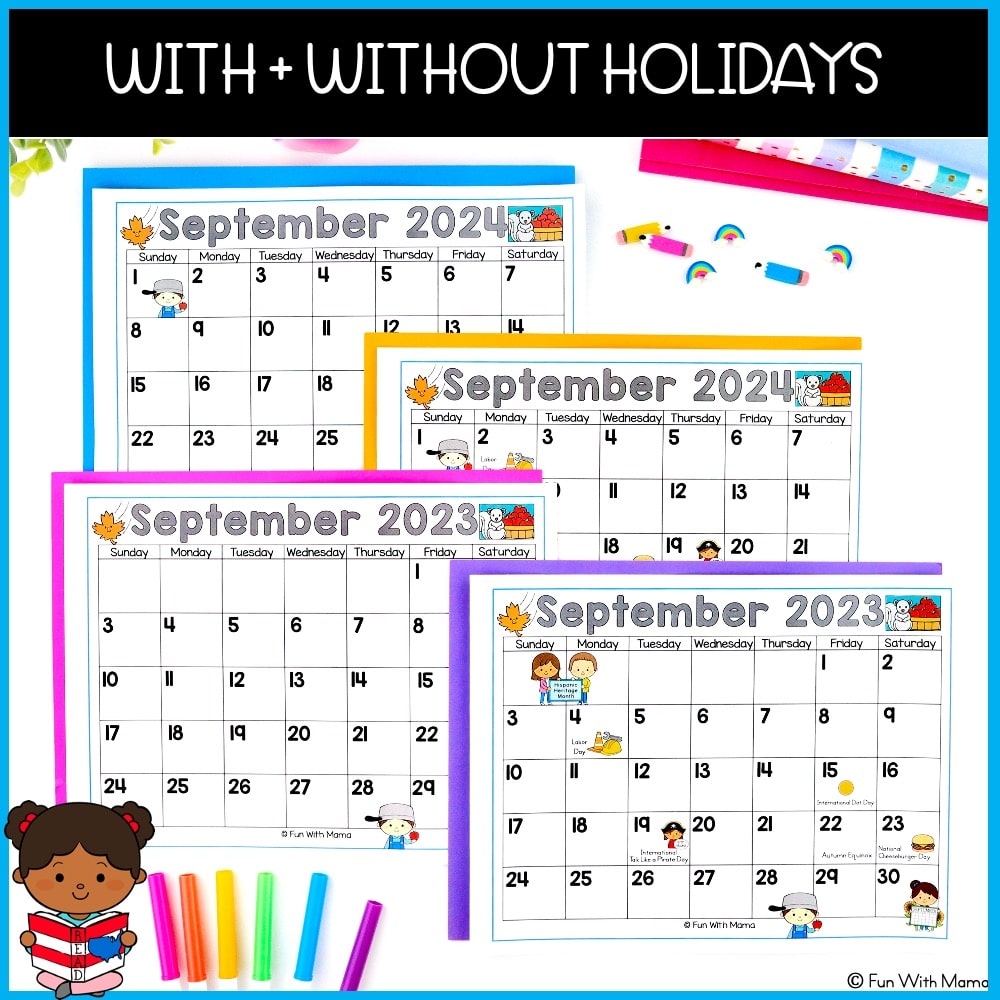 2023 2024 Monthly Calendar Activity Kindergarten Printable Fun With Mama Shop