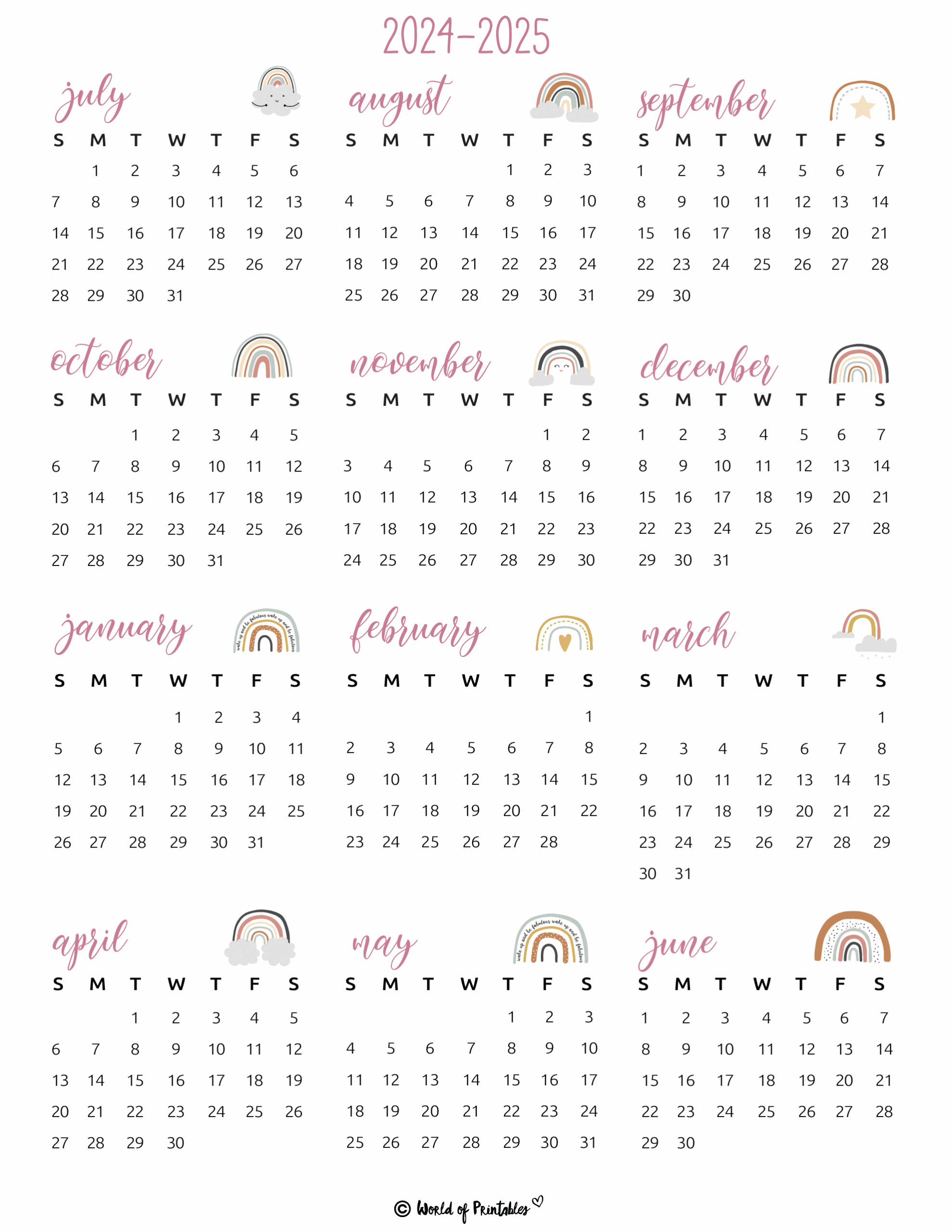 Aesthetic Calendar 2025 Printable