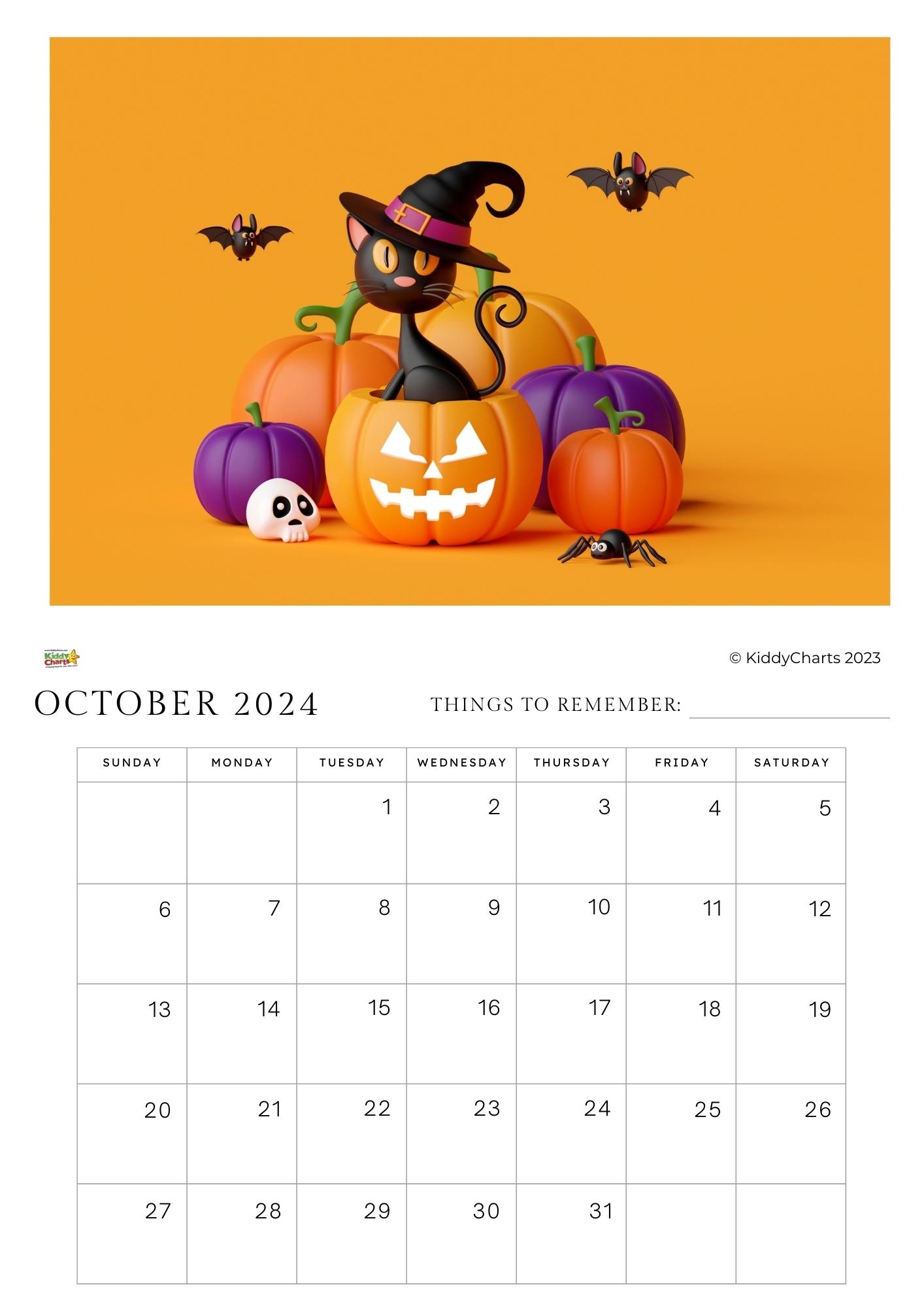 2024 Printable Calendar Editable Version For Kids KiddyCharts Shop