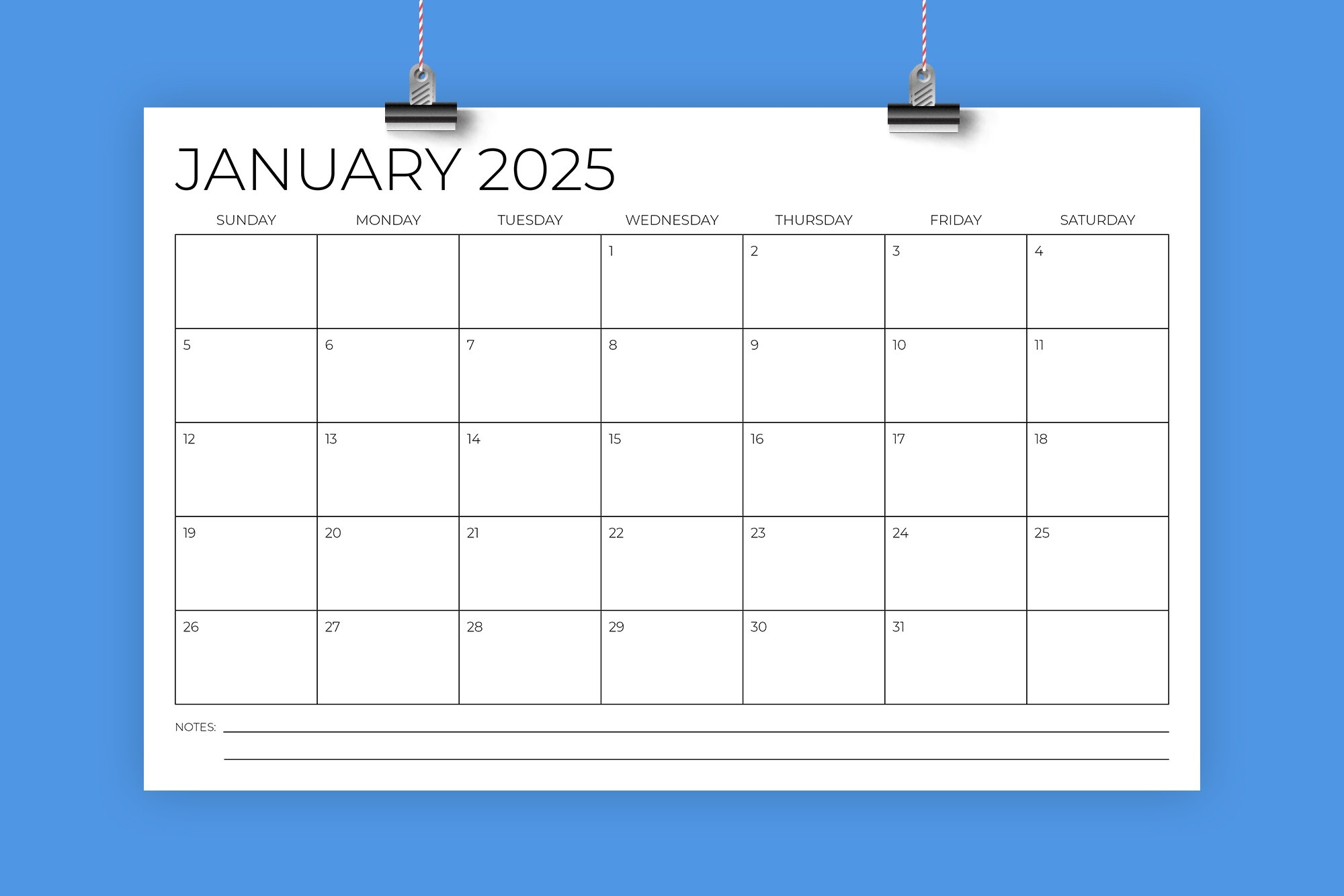 2025 11x17 Calendar Template