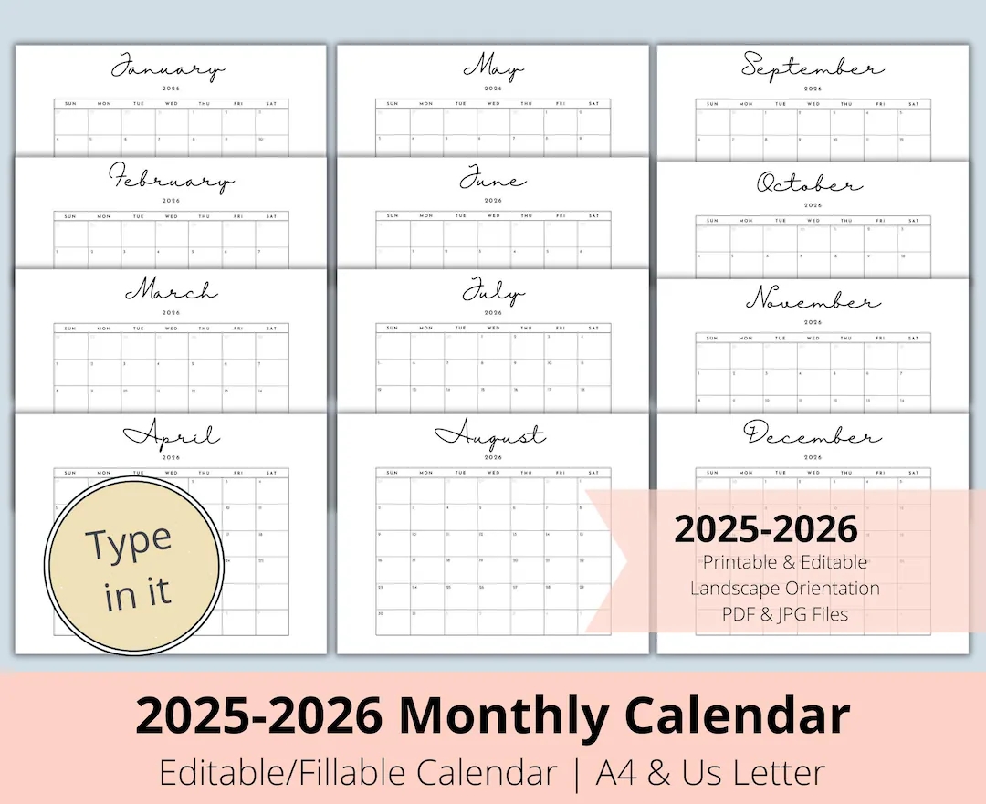 2025 2026 Editable Printable Calendars 2025 2026 Minimalist Calendar Bundle Minimalist Planner Simple Calendar Monthly Calendar Fillable Etsy 2025 2026 Editable Printable Calendars 2025 2026 Minimalist Calendar Bundle Minimalist Planner Simple Calendar Monthly Calendar Fillable Etsy