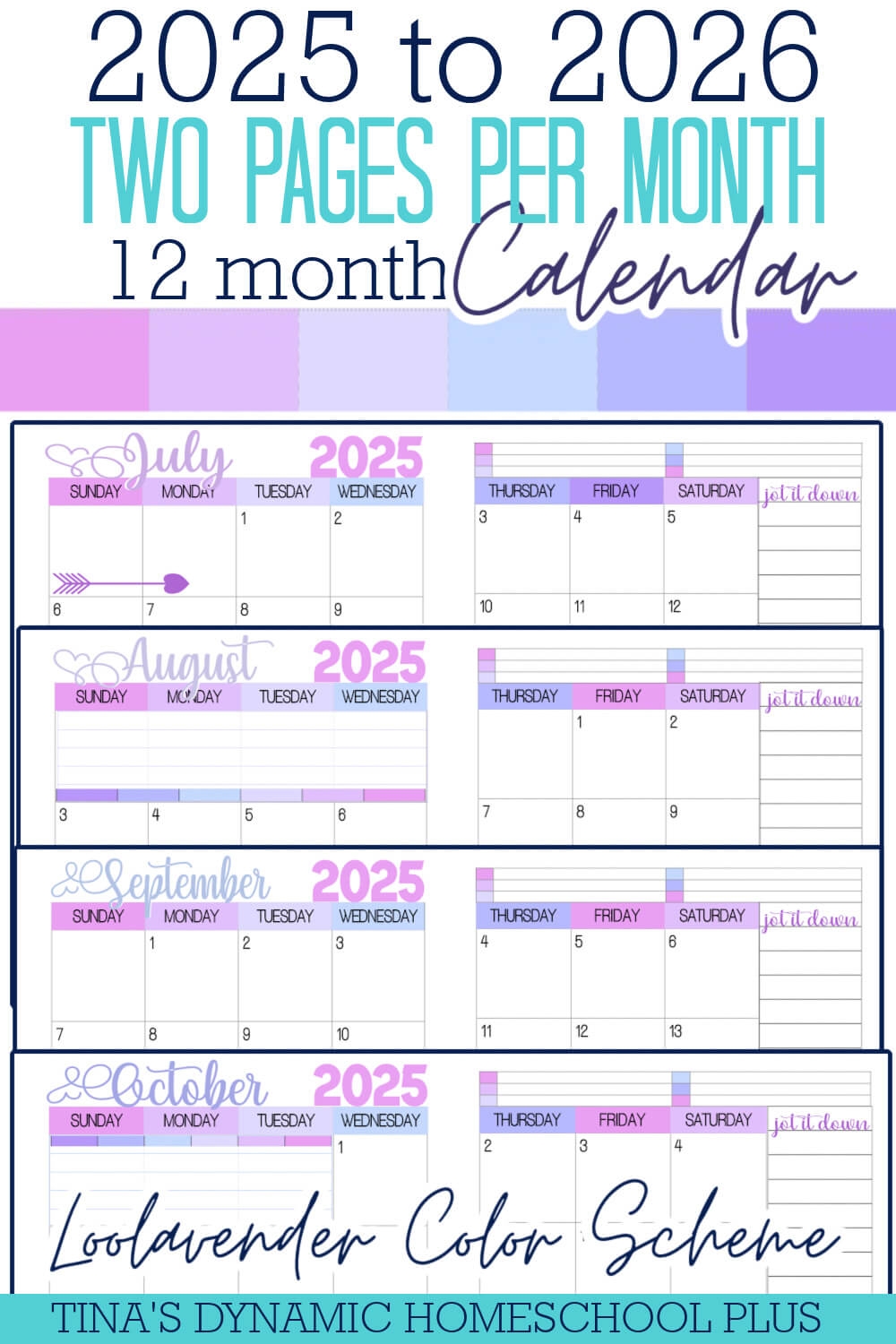 Printable Calendar 12 Months 2025