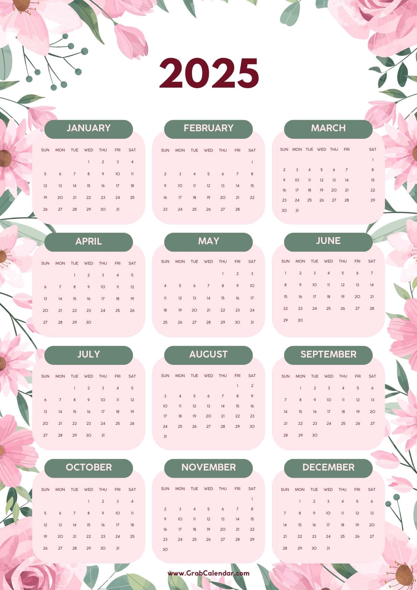 Printable 2025 Calendar Lovely Word