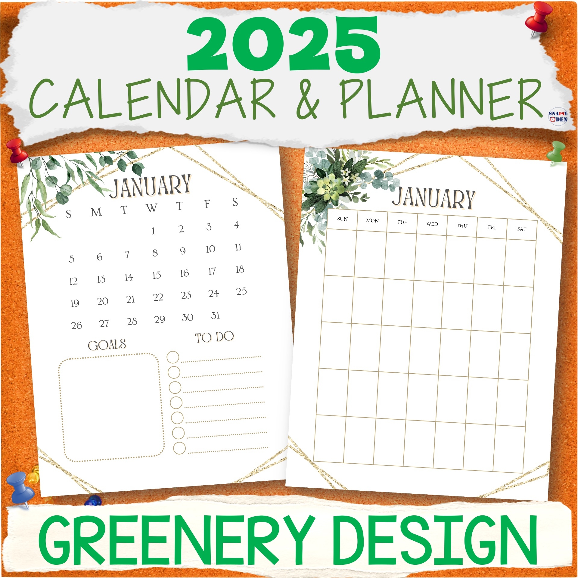 2025 Calendar Planner Printable Journaling Templates Greenery Monthly Calendar Made By Teachers