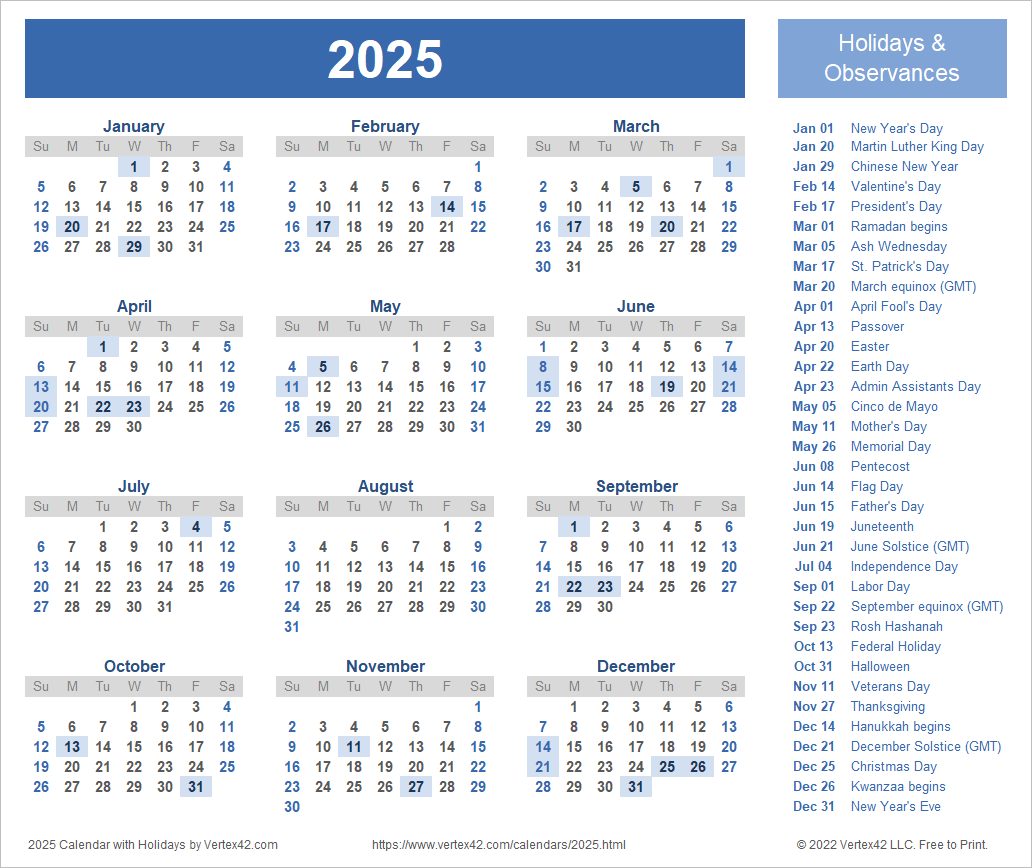 Printable Content Calendar Template 2025