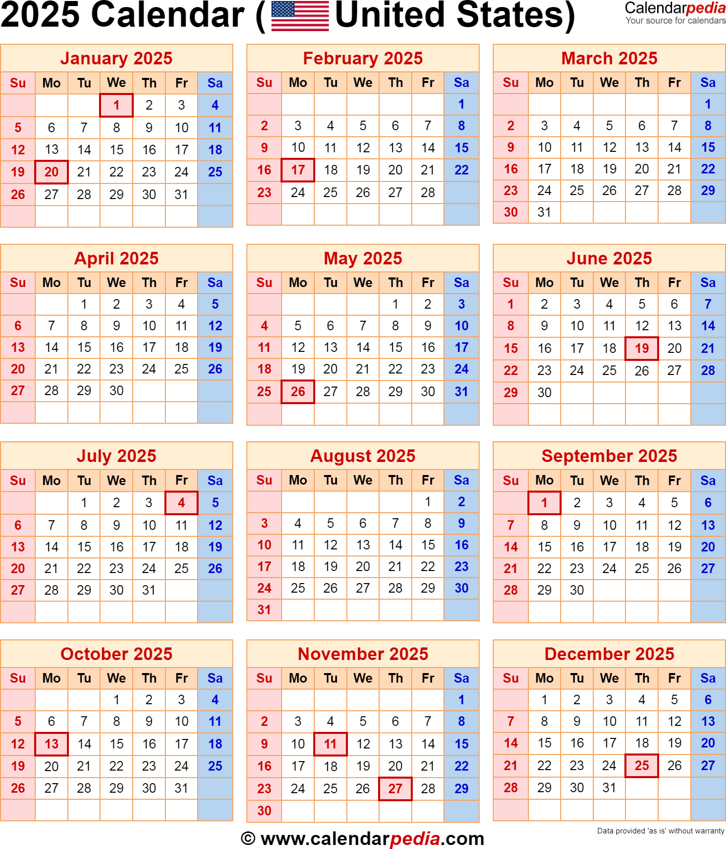 Federal Holiday Calendar 2025 Printable