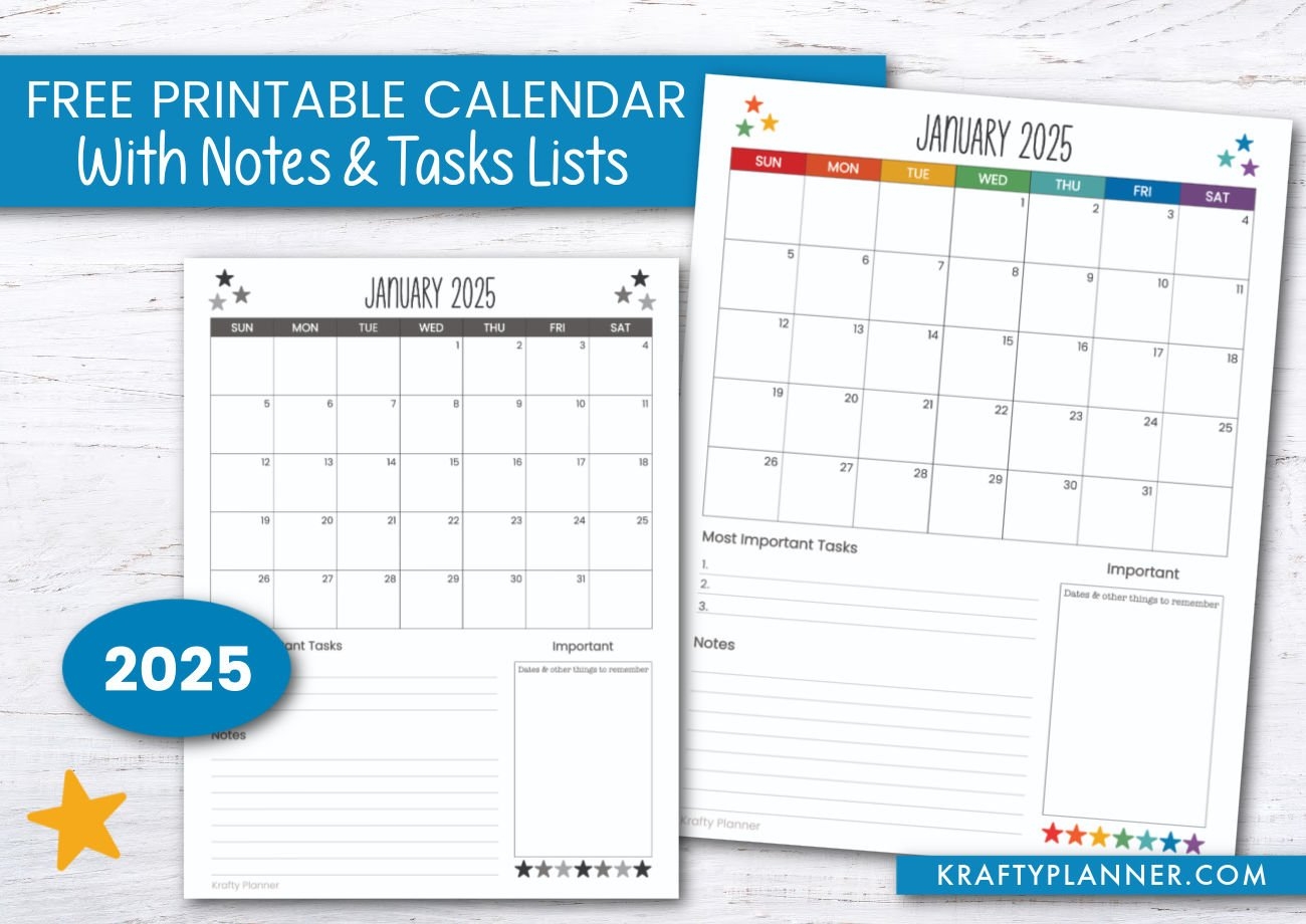 2025 Budget Calendar Printable