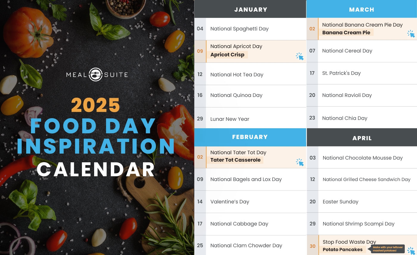 National Food Days Printable Calendar