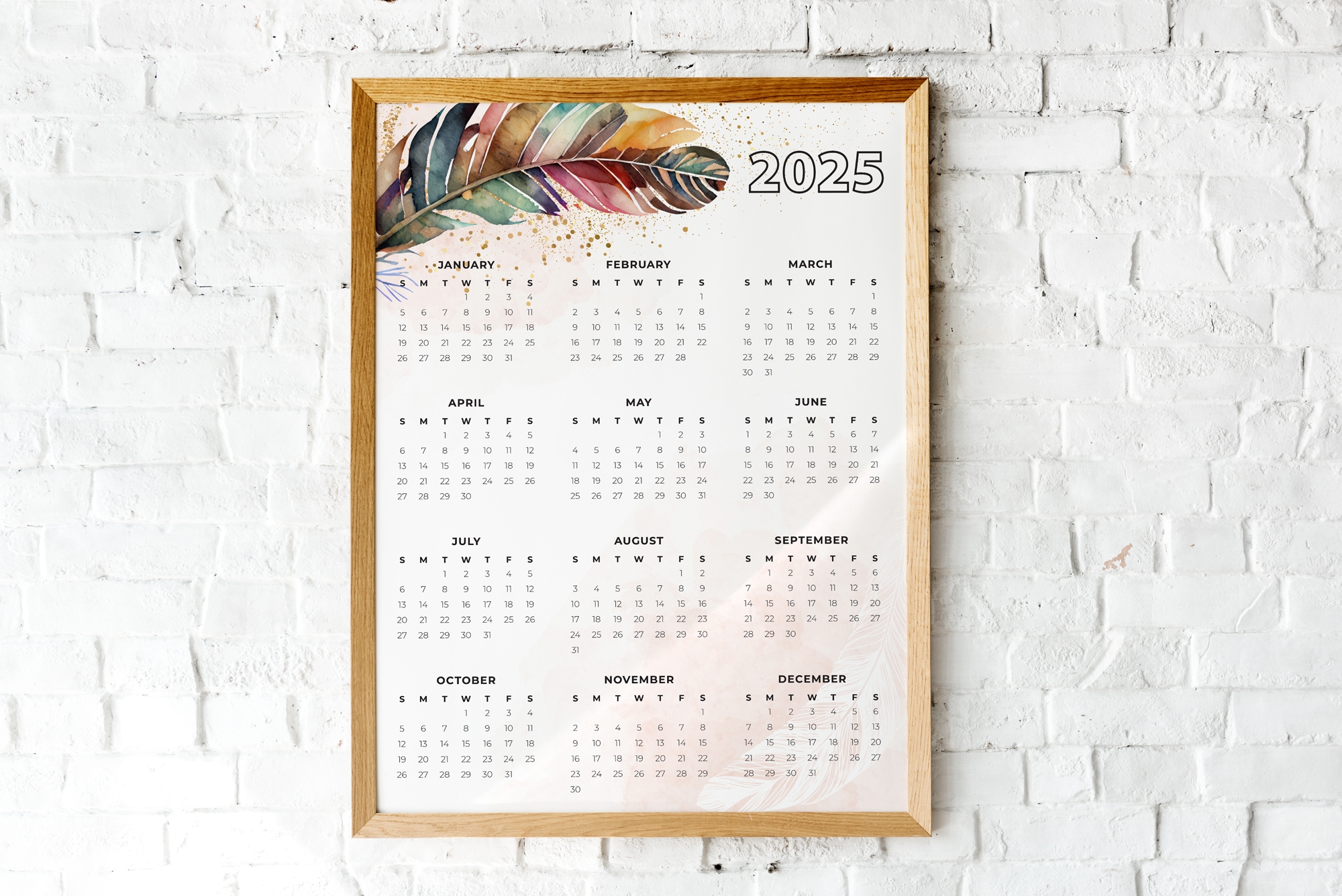 Free Printable Year At A Glance Calendar 2025