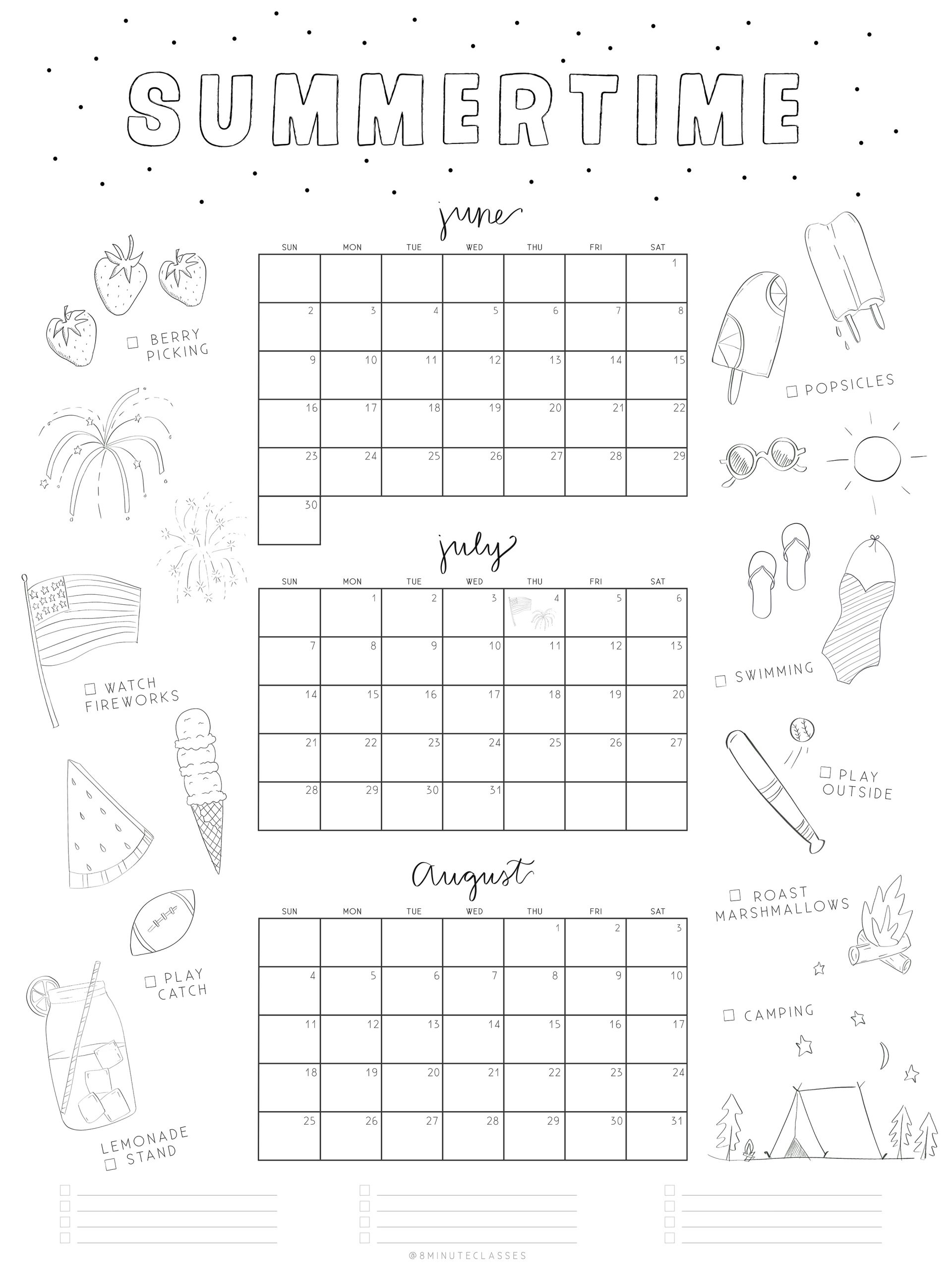 Printable 2025 Summer Calendar