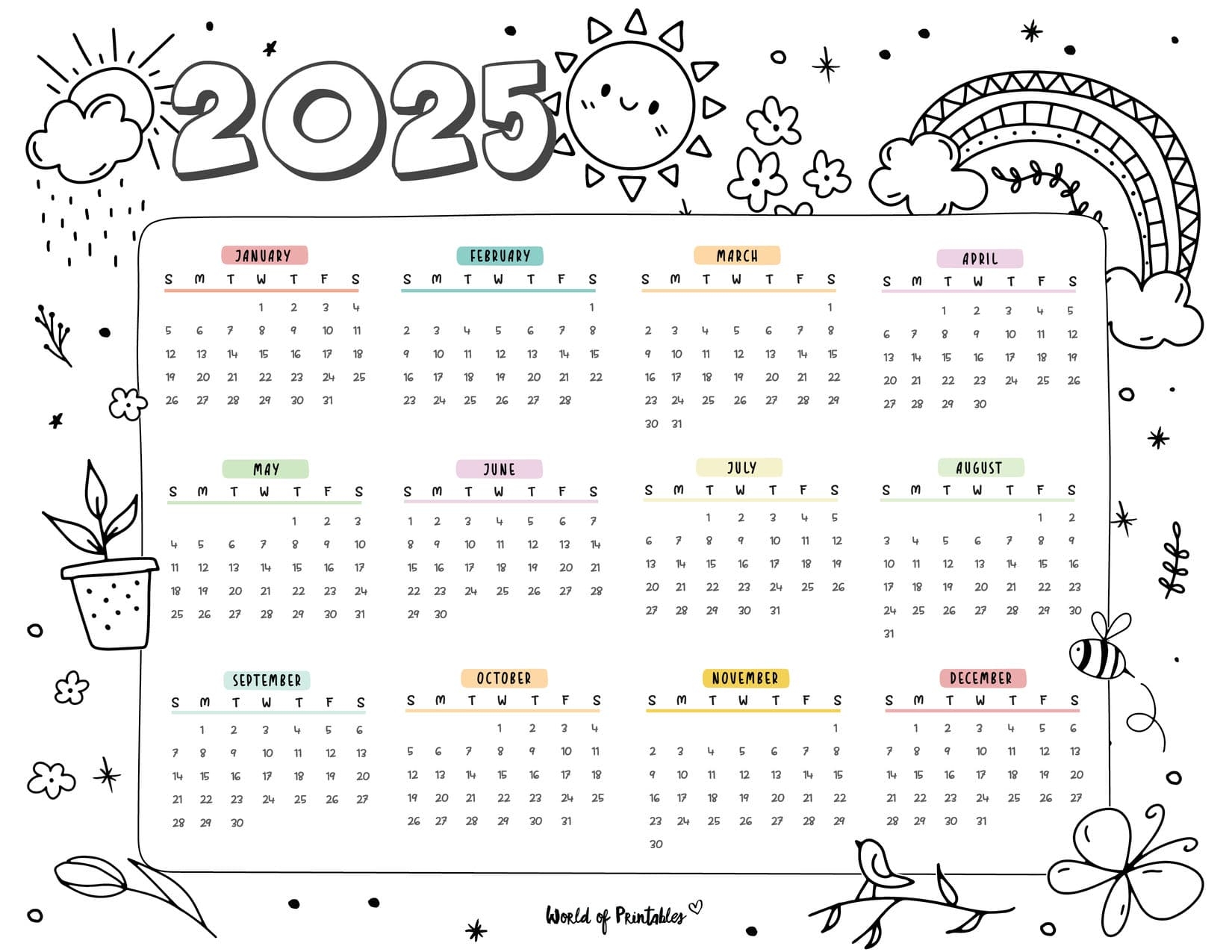 Printable 2025 Calendar Cute