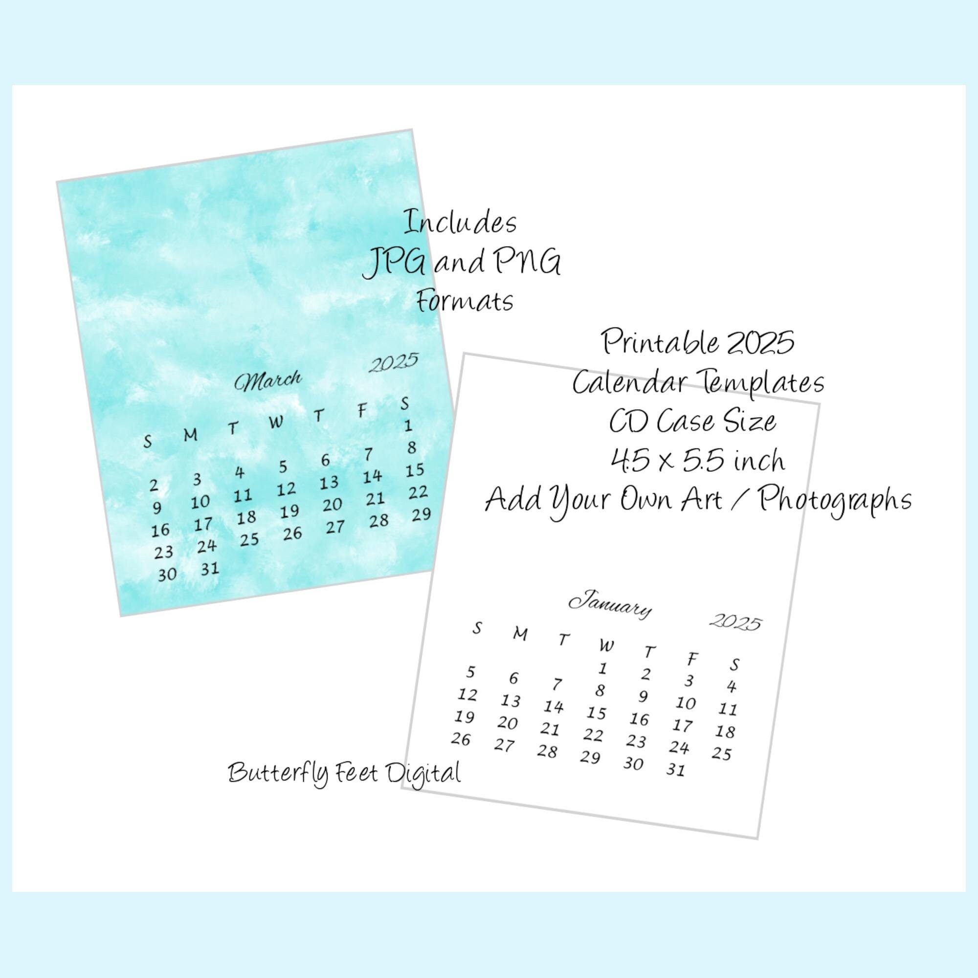 5x5 2025 Digital Calendars Etsy