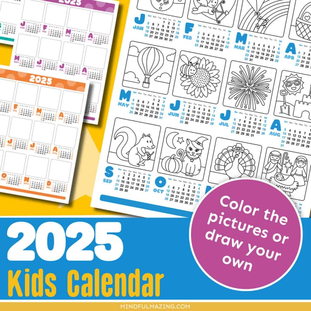 Free Printable Children's Calendar 2025