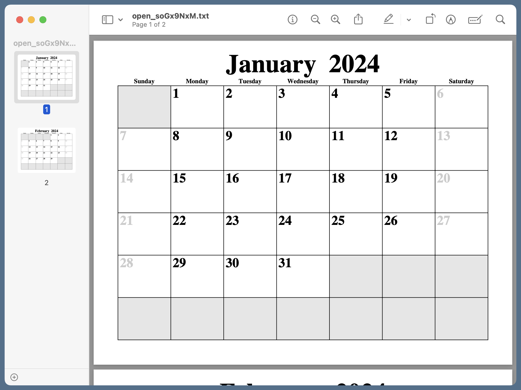 Python Generate Printable Calendar