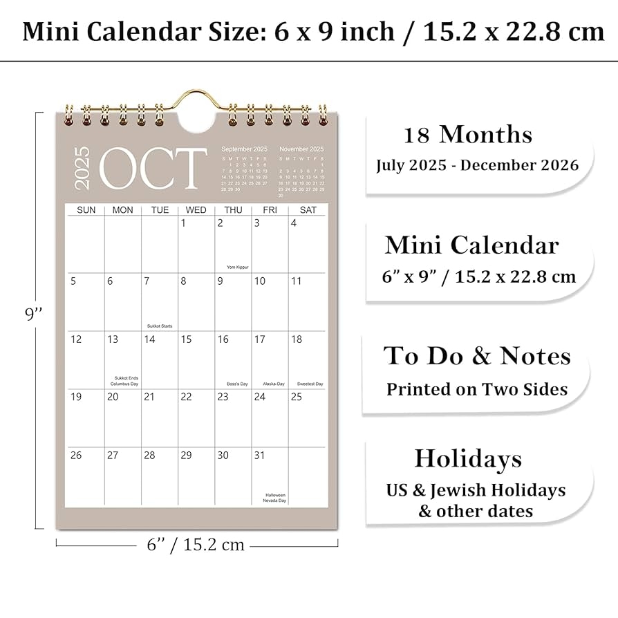 Amazon Mini Wall Calendar 2025 2026 6 x9 Mini Calendar 18 Month Small Calendar From July 2025 To December 2026 Little Notepad Calendar For Desk Kitchen RVs Bulletin Board Or Fridge Office Products Amazon Mini Wall Calendar 2025 2026 6 x9 Mini Calendar 18 Month Small Calendar From July 2025 To December 2026 Little Notepad Calendar For Desk Kitchen RVs Bulletin Board Or Fridge Office Products