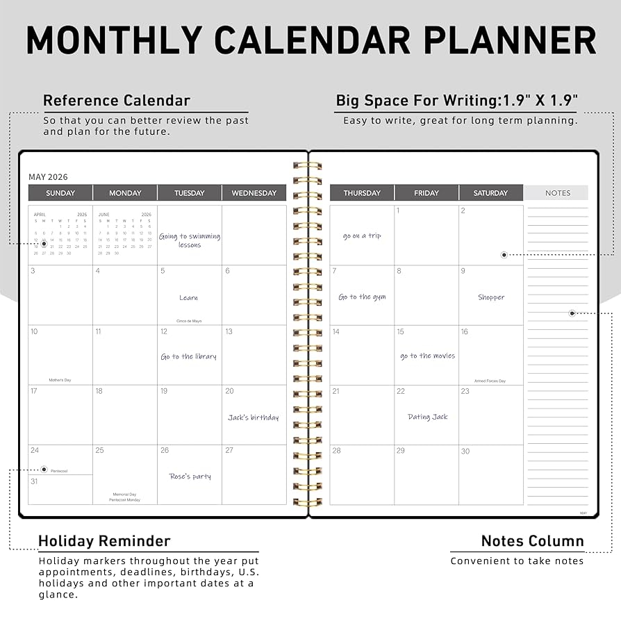 Amazon Monthly Planner July 2025 June 2027 Monthly Planner For 24 Monthes 9 11 Inch Teacher Planner Monthly Hard PVC Cover Spiral Bound Time Management Calendar Perfect For School Office Office Products