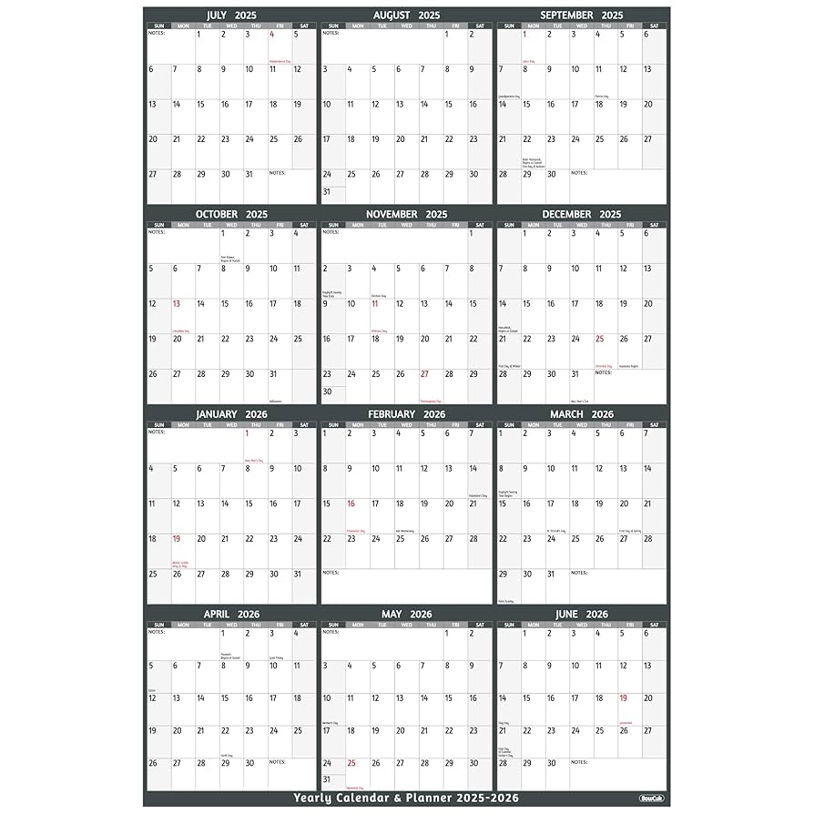 Amazon Yearly Wall Calendar 2025 2026 Large Yearly Calendar Vertical Jul 2025 Jun 2026 25 2 X 38 2 Open 2025 2026 Calendar Large Wall Calendar Full Year Paper Calendar With Notes Thicker Paper Office Products