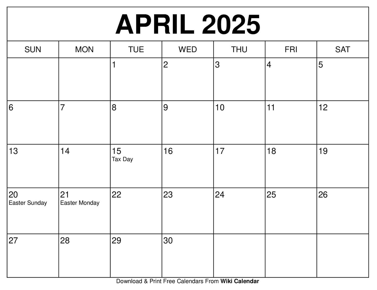 April 2025 Calendar Printable Templates More