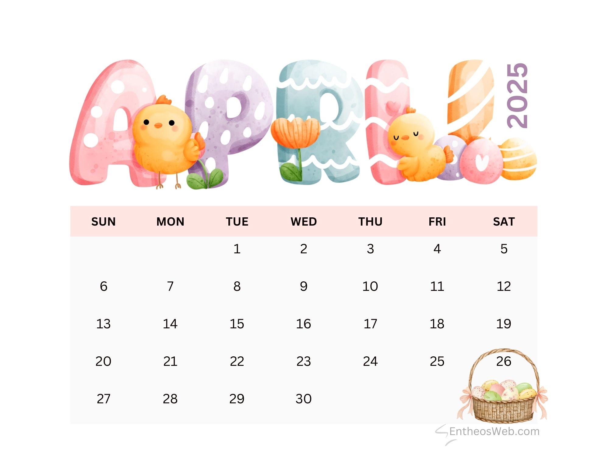2025 Calendar Cute Printable