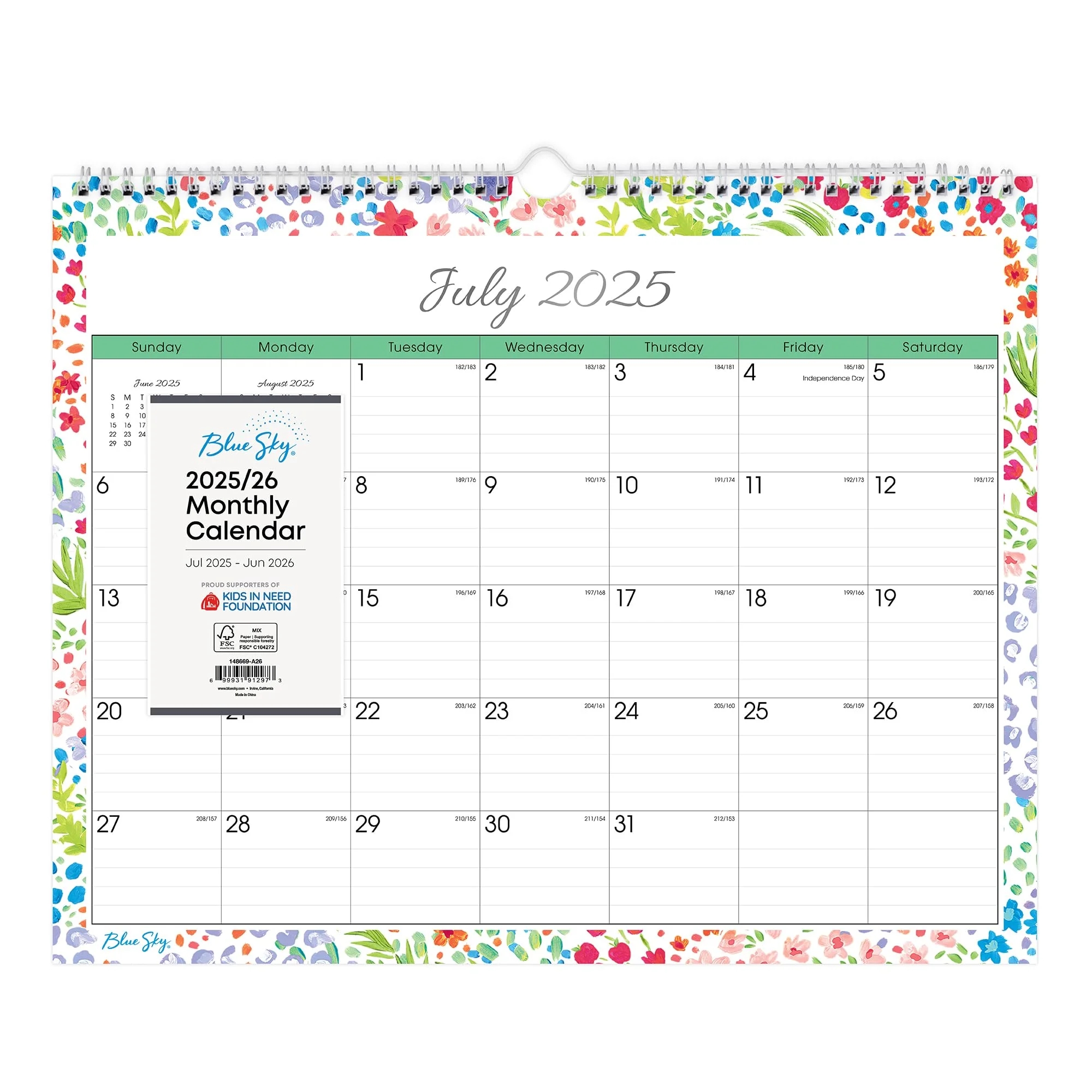 Blue Sky July 2025 June 2026 Monthly Academic Year Wall Calendar 15 X 12 Durable Twin Wire Binding Perfect For Home Office And Classroom Ditsy Dapple Light Walmart