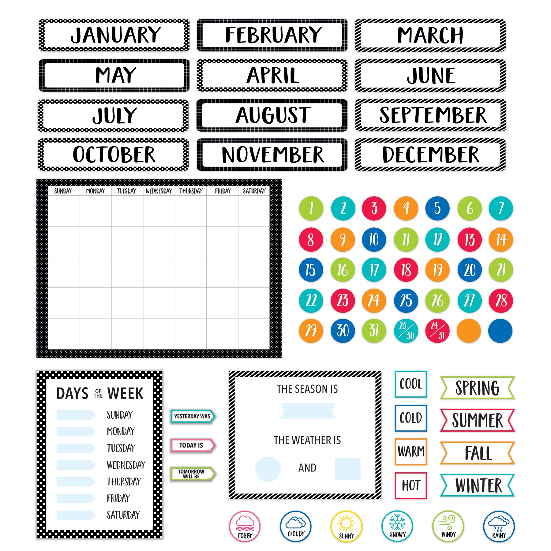 Core Decor Bulletin Board Calendar Set The Teachers Lounge 