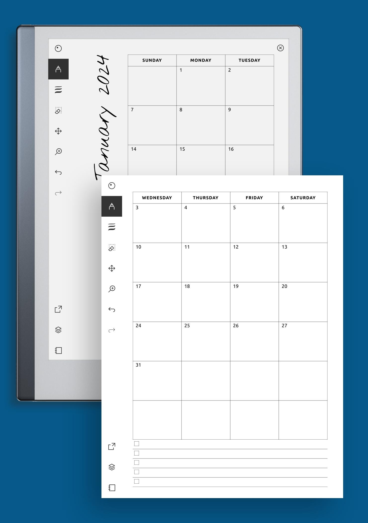 download printable monthly calendar with notes pdf