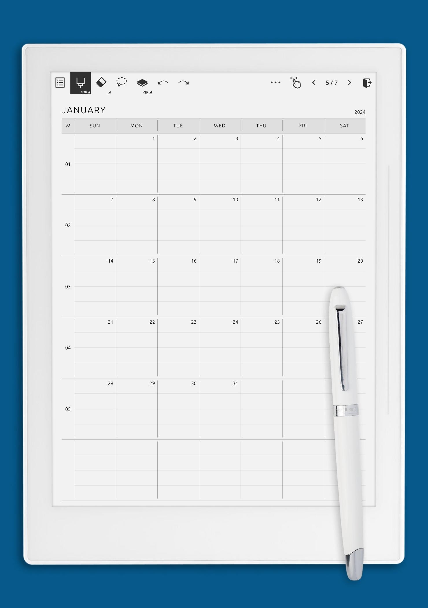 Download Printable One Page Lined Monthly Calendar PDF