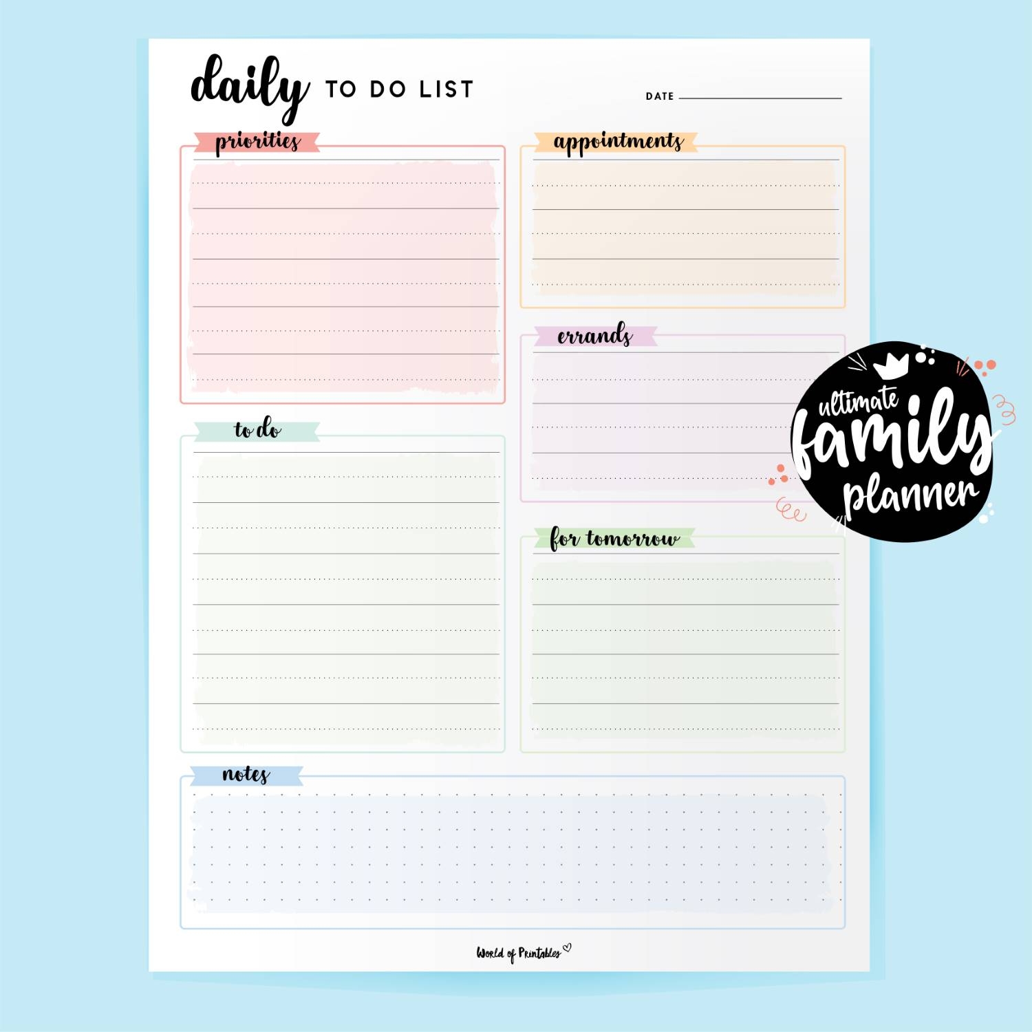 family planner world of printables