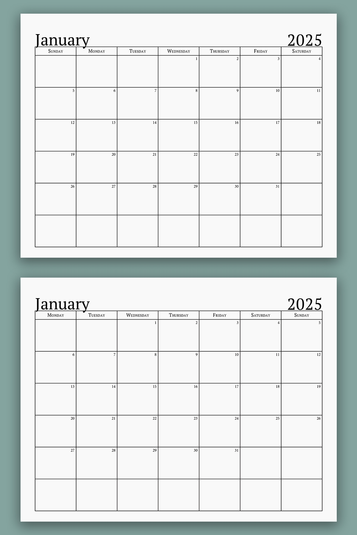 free 2025 printable calendar one page monthly templates