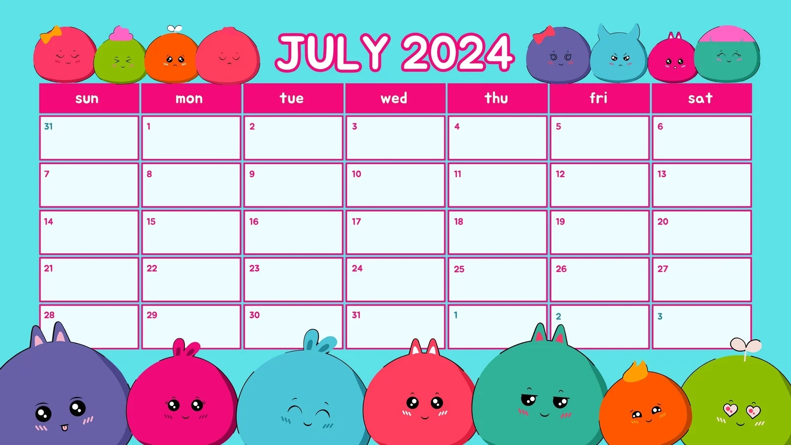 Free And Customizable Cartoon Calendar Templates Canva