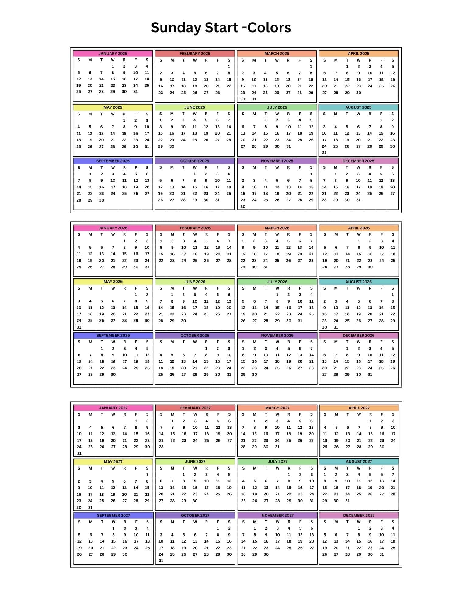Free Checkbook Calendar Printable 2025 2026 2027
