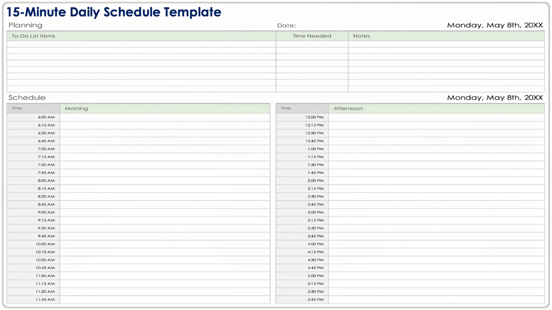 Hourly Calendar Template Printable