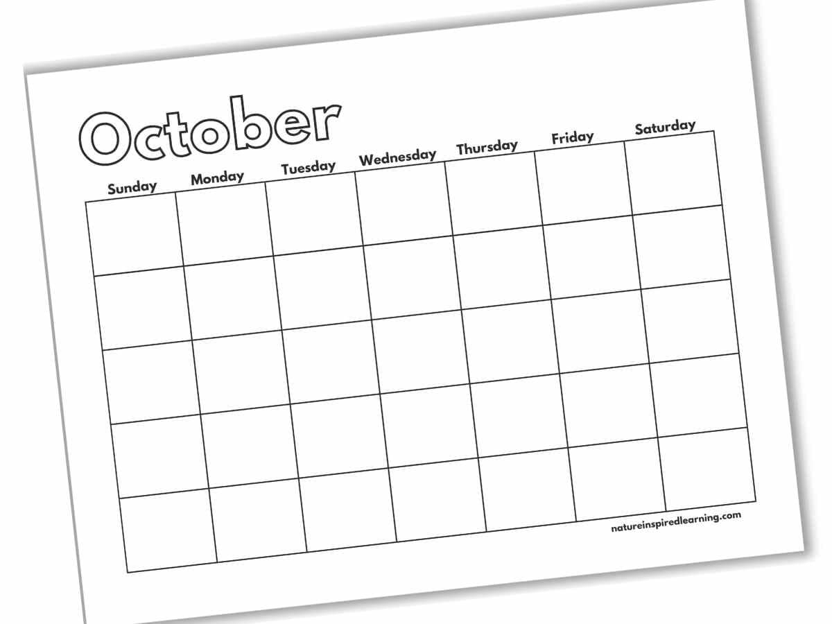 October Blank Calendar Printable