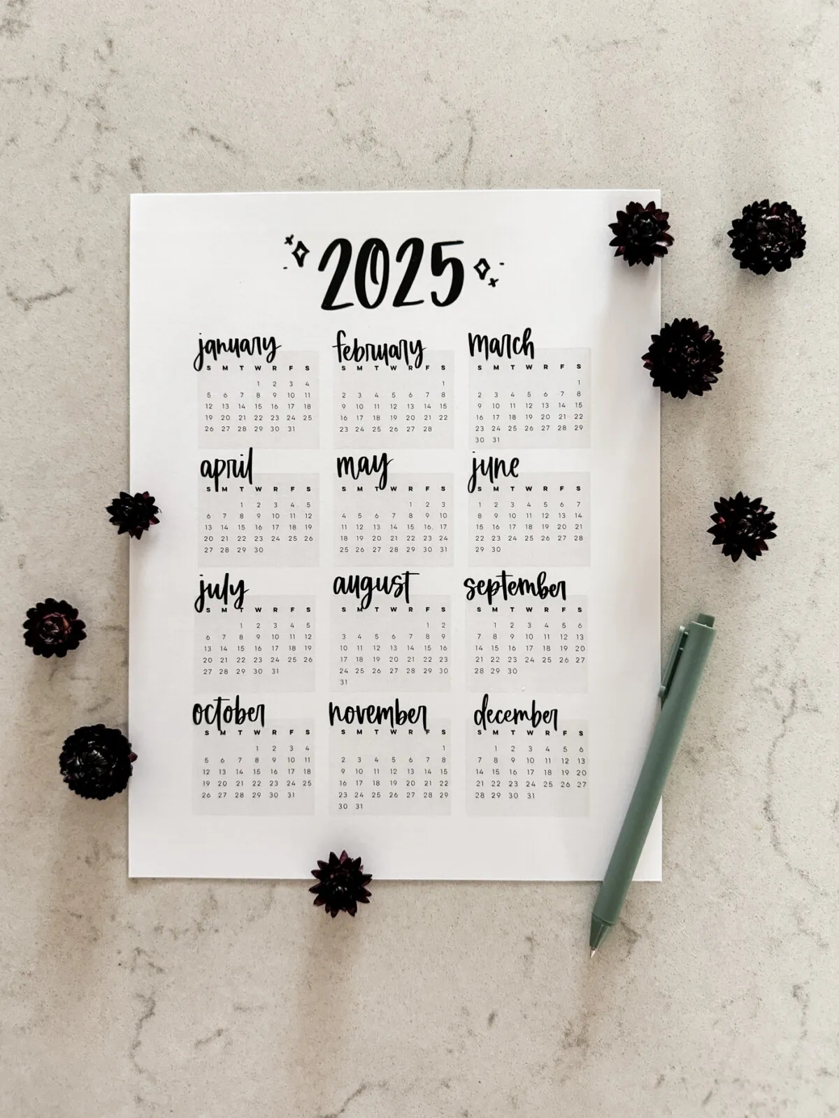 Free Printable Calendars 2025 Lemon Thistle