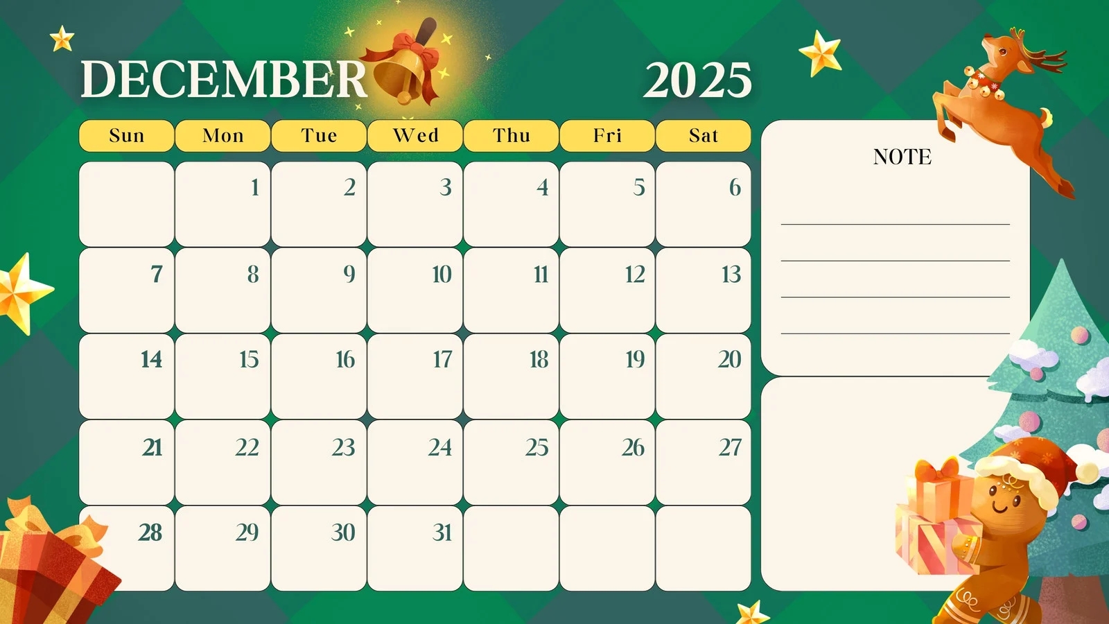 December Printable Calendar