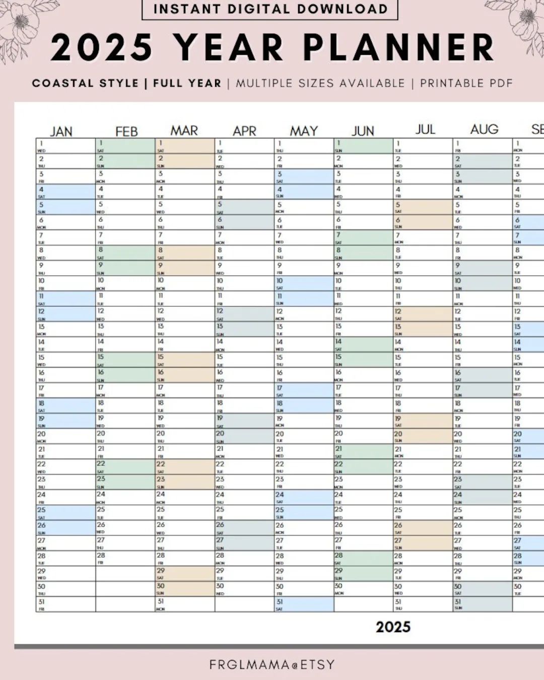 Full 2025 Calendar Printable