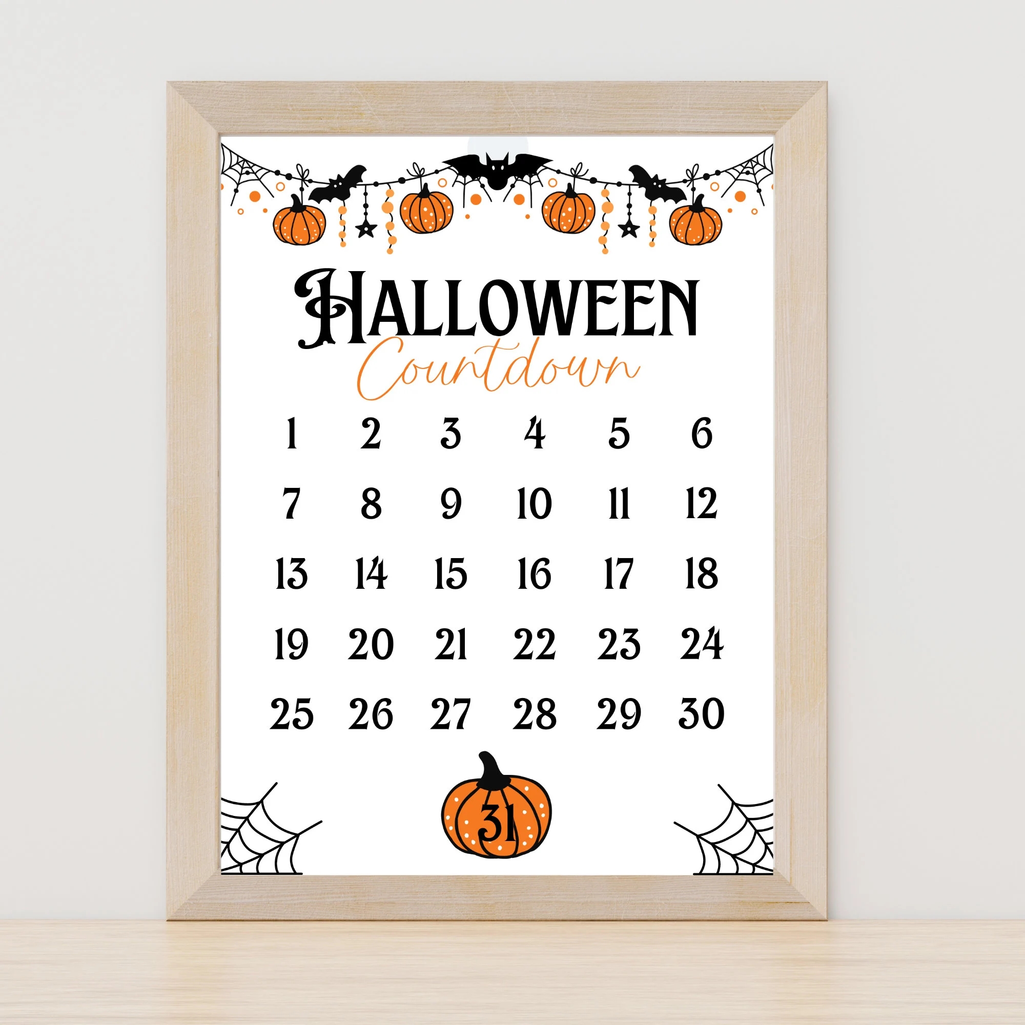 Halloween Countdown Printable Halloween Decor Instant Download PDF Two Designs 1 31 31 1 Etsy