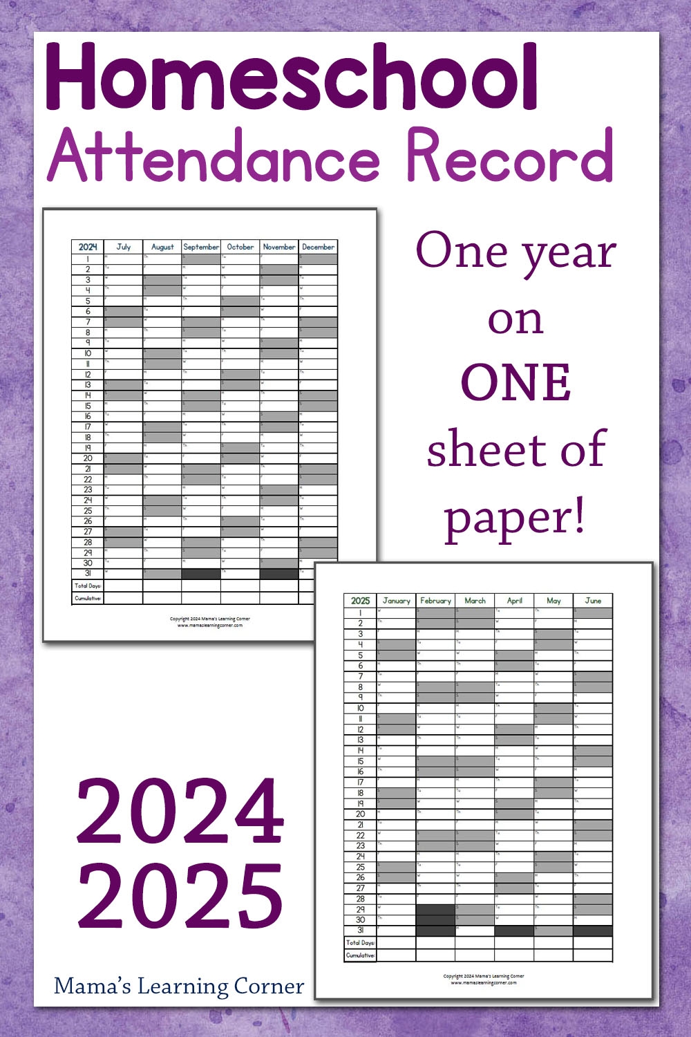 Homeschool Attendance Record 2024 2025 Mamas Learning Corner Homeschool Attendance Record 2024 2025 Mamas Learning Corner