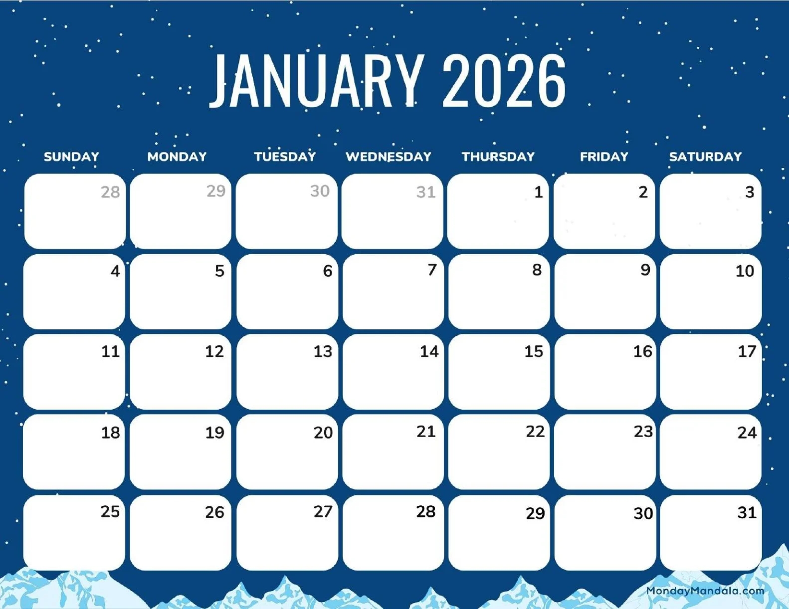 January 2026 Calendars Free PDF Printables 