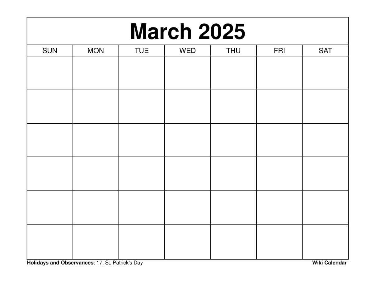 Printable Monthly Calendar 2025 With Holidays