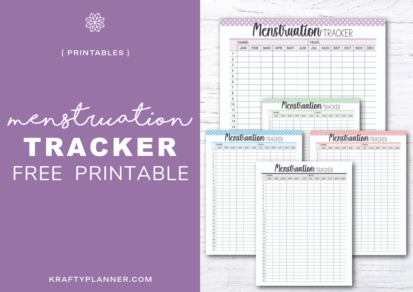Menstruation Tracker Free Printable Day 13 Krafty Planner
