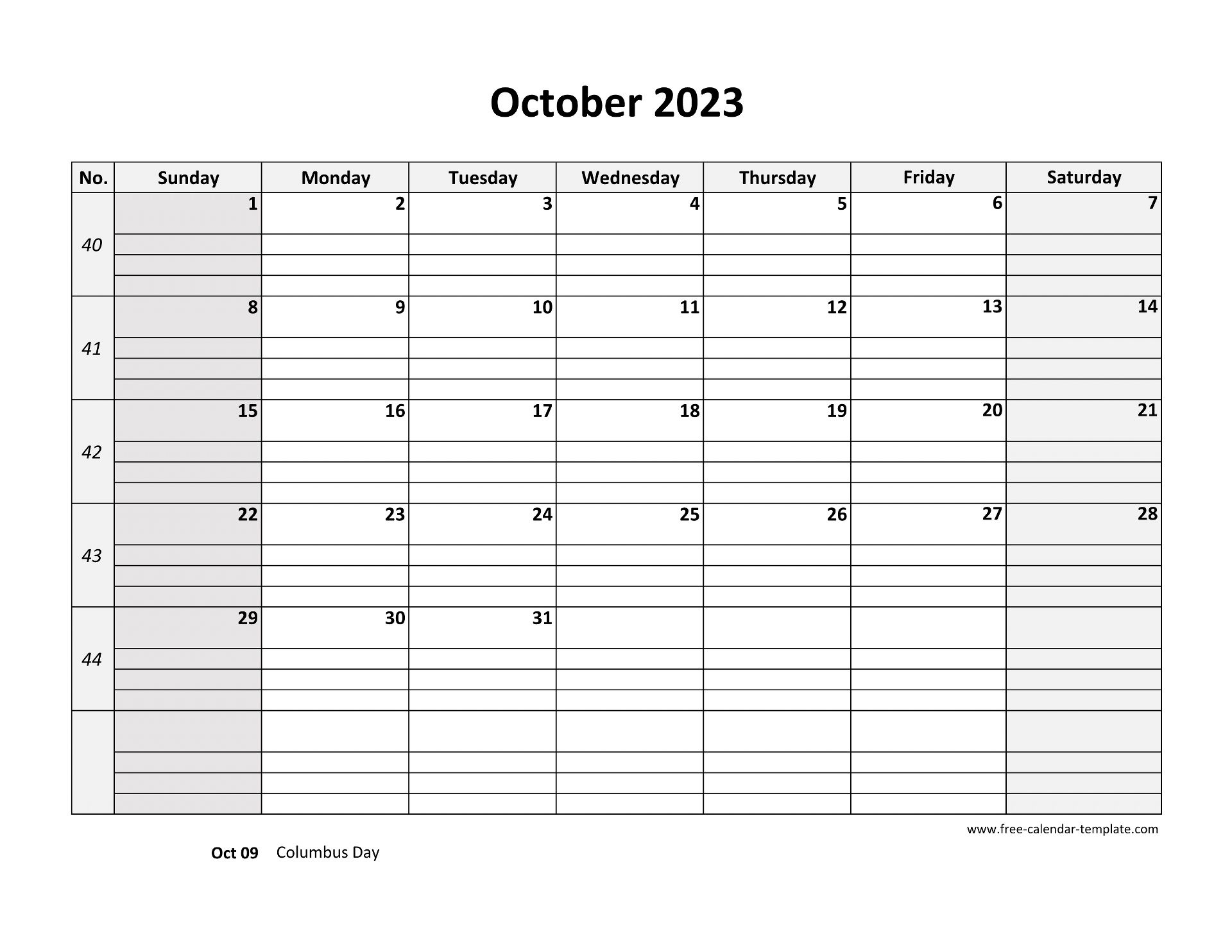 Free October Printable Calendar