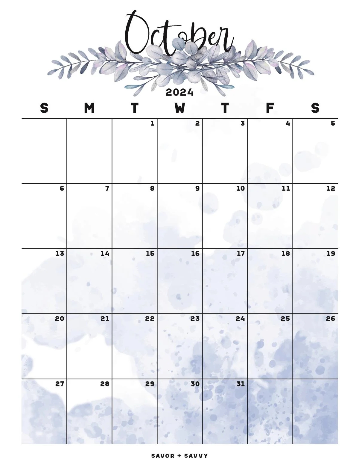 October 2024 Calendar Templates 14 Free Printables Savor Savvy
