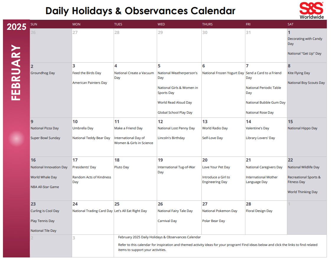 October Daily Holidays Observances Printable Calendar S S Blog