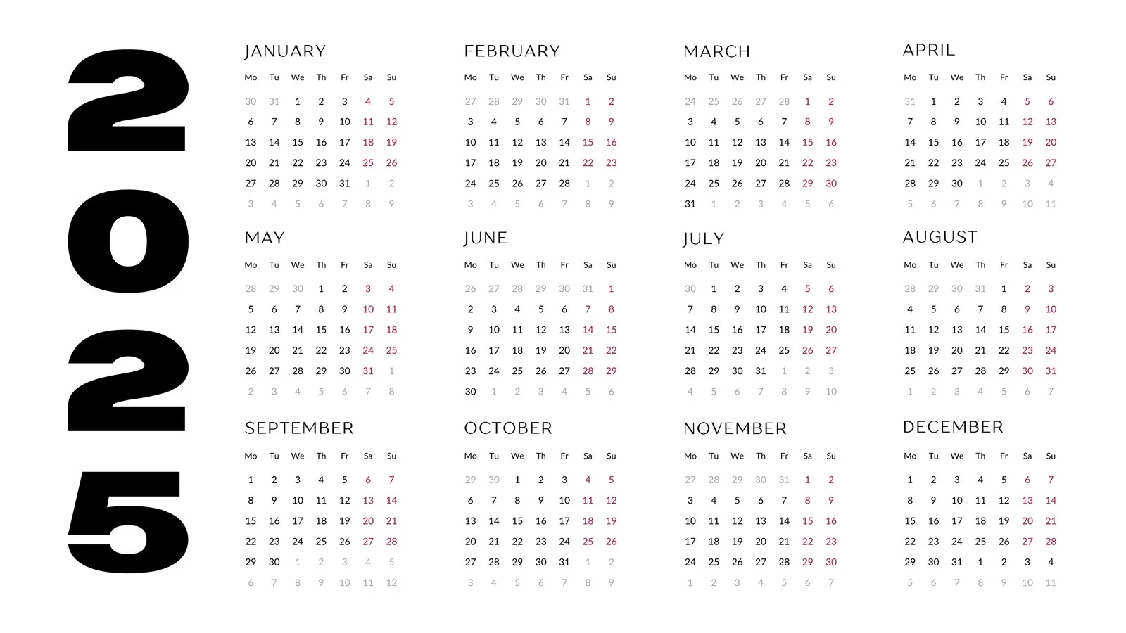 Page 2 Free Printable Customizable Monthly Calendar Templates Canva