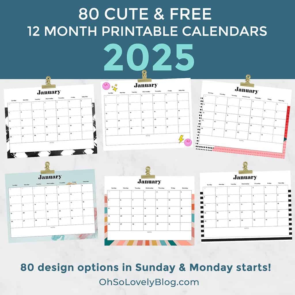 Printable Calendar 2025 And 2025 Free Printable 2025 Monthly Calendar Archives Oh So Lovely Blog