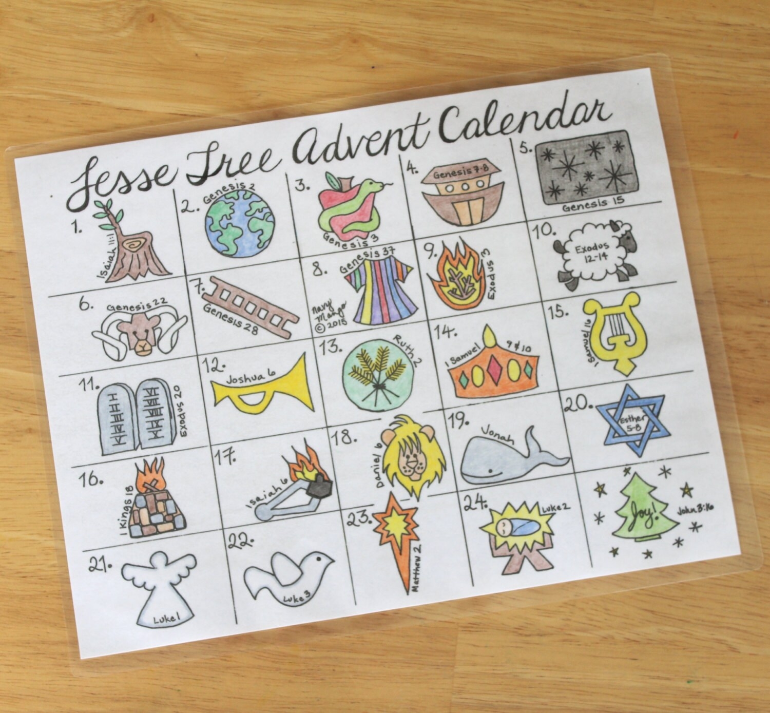 Printable Jesse Tree Advent Calendar For Christmas Etsy
