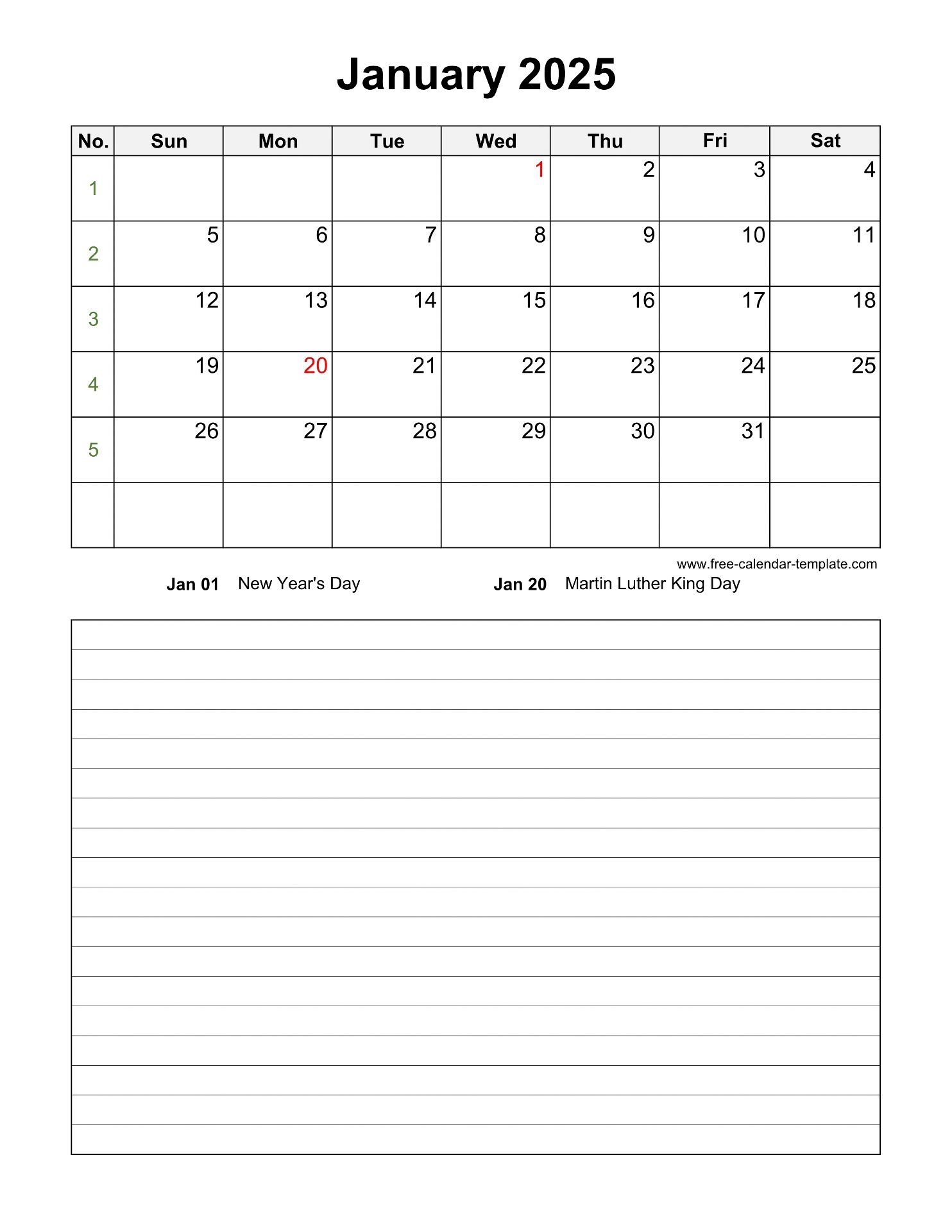 Free Printable 2025 Calendar By Month With Holidays