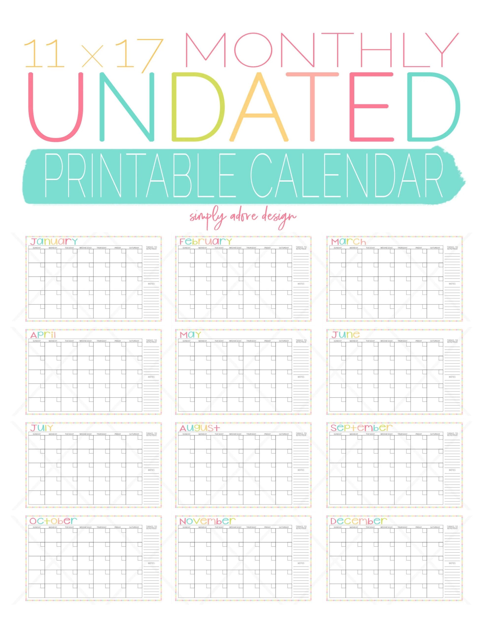 Printable Monthly Calendar Undated Calendar Blank Calendar Monthly Calendar Template Colorful Calendar 11x17 Monthly Calendar Etsy Printable Monthly Calendar Undated Calendar Blank Calendar Monthly Calendar Template Colorful Calendar 11x17 Monthly Calendar Etsy